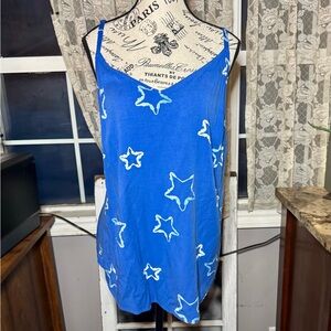 Torrid Blue Camisole with White Star Print and Spaghetti Straps